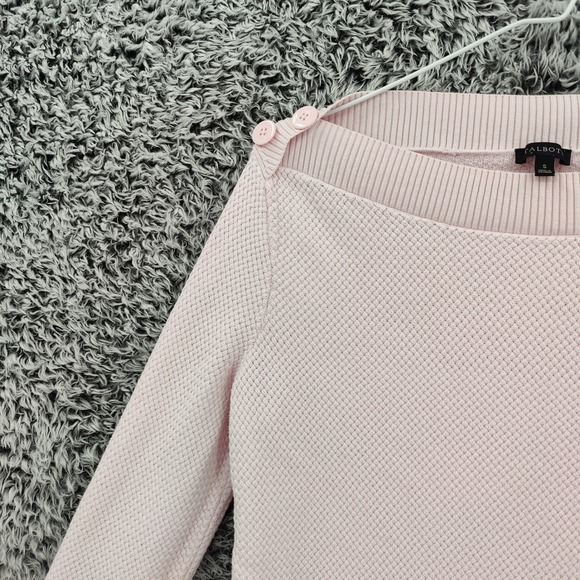 Talbots Women Sweater Preppy Coastal S Pink Boat Neck Anchor Button Nautical - Picture 10 of 16